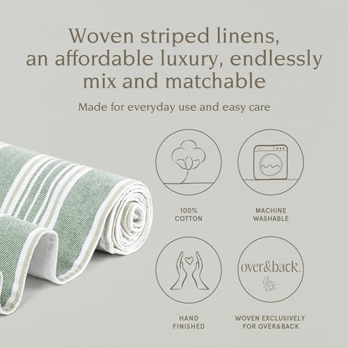 Over&Back 18x108 Woven Striped Table Runner - Washable Table Runners for a Custom Home Decor Tablescape - Coffee Table, Dinner Table, Living Room - Green - Image 2