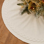 36 Inch White Knitted Christmas Tree Skirt Small Thick Cable Knit Round Cream for 4ft 5ft Tree Rustic Farmhouse Neutral Christmas Decor Tree Base Cover Xmas Home Decor (White-01) by Noiclub