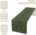 William Morris Style Plant Table Runner for Table Decor, Rustic Red Art Flower Vintage Floral Botanical Bird Printed for Kitchen Dining Room Living Room Party Office Holiday Decorate 13" x 120" - Image 2