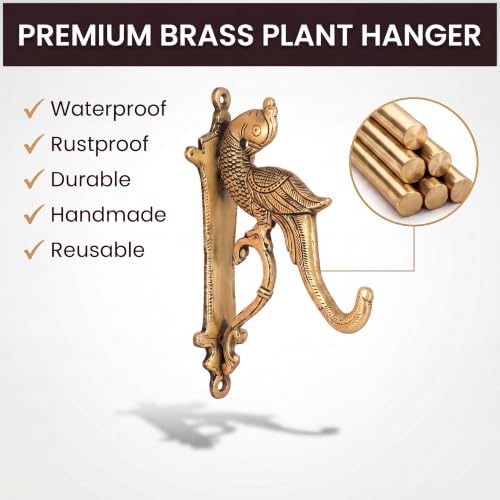 Indian Shelf Brass Peacock Plant Hanger Hook for Baskets and Lanterns - Image 3