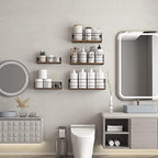 CRUGLA Floating Wall Shelves Set of 5, Wall Mounted Bathroom Shelves, Hanging Storage Shelf for Bathroom, Kitchen, Bedroom, Living Room - Image 2