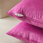MIULEE Decorative Hot Pink Velvet Euro Sham Throw Pillow Covers 26x26 Inch - Image 2