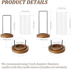 Farmhouse Hurricane Candle Holders Boho Pillar Candle Lantern Glass Wood - Image 5