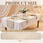 6 Pcs Neutral Beige Ruffled Table Runner, 13 x 72 Inch - Image 2