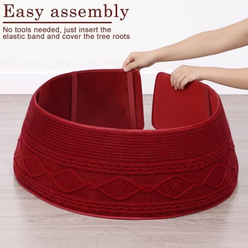 Foilswirl Knit Christmas Tree Collar Wine Red Diamond Knitted Skirt 23-30in - Image 5