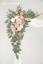 Artificial Wedding Arch Flowers Kit(Pack of 3),2Pcs Artificial Flower Arch Decor,1Pcs Sheer Drape for Wedding Ceremony Arbor for WeddingCeremony (Romantic Pink) - Image 3