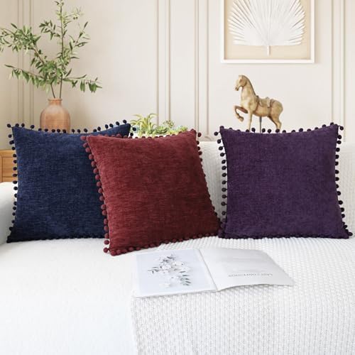 CaliTime Decorative Couch Throw Pillow Covers 22 X 22 Inches Burgundy - Image 5
