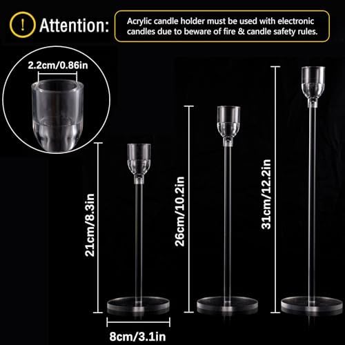 Clear Acrylic Taper Candle Holders Set, Wedding Centerpieces for Table - Image 4