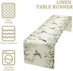 Birds Table Runner, Watercolor Hummingbird Green Sage Eucalyptus Floral Leaves Table Runner for Kitchen Dinning Table Decor Home Wedding Party Holiday, 13x120 Inch - Image 3