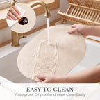 MOSAYT Vinyl Faux Leather Oval Placemats, Set of 8, Beige - Image 5