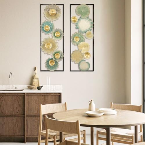 Arborus Metal Wall Art, Set of 2 Large Mordern Rectangular Wall Panels, Abstract Minimalist Flower Wall Décor for Living Room, Bedroom, Kitchen, Hallway Decoration - Image 4