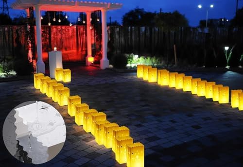 50 Pack Waterproof Luminary Bags with Flameless Candles, Star - Image 6