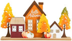 Glitzhome Fall Table Decoration for Home 18"L Fall Metal & Wood Village Table Sign Thanksgiving Table Centerpiece for Autumn Harvest Party Home Kitchen Farmhouse - Image 3