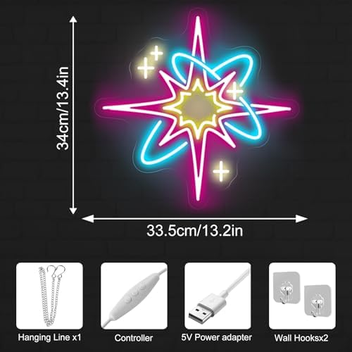Pink Starburst Neon Sign for Bedroom Living Room, Mid Century Modern Decor - Image 5