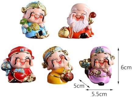 5 Pcs Resin God of Wealth Statue, Chinese New Year Feng Shui Fortune Figurines for Office and Home Decor - Image 3