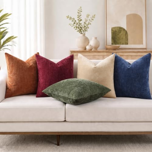 decorUhome Soft Chenille Light Rust Throw Pillow Covers 24X24 Set of 2 - Image 4