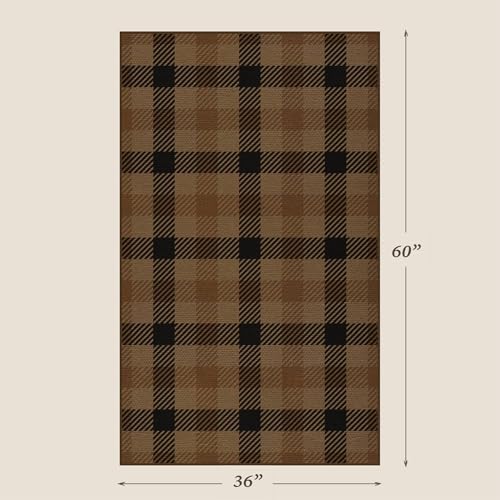 Easy Jute Plaid 3x5 Entryway Rug, Brown Checkered Washable Front Door Mat, Indoor Outdoor Farmhouse Non Slip Rug for Porch, Entrance, Balcony and Kitchen - Image 2
