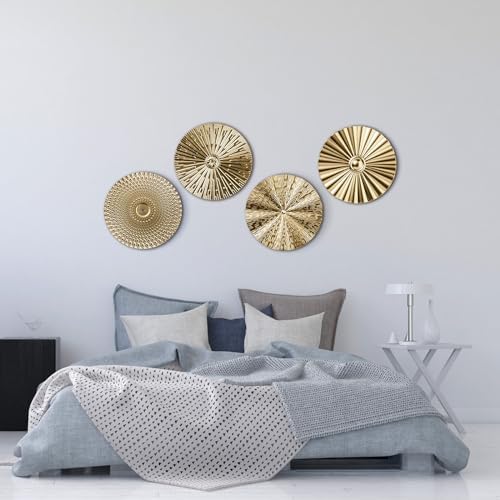 Hicarer 4 Pcs 12 Inch Gold Metal Wall Art Decor Modern Sunburst Decor - Image 2