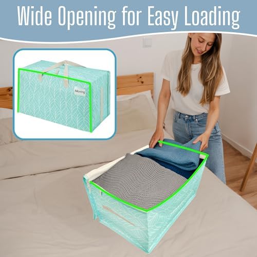 VENO 6 Pack Extra Large Heavy Duty Moving Bags with Wide Opening & Reinforced Handles, Reusable Storage Tote Bags with Strong Zippers for Clothes, College Dorm Essentials & Moving Supplies - Image 2