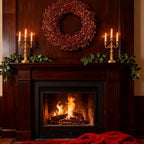 24 Inch Winter Christmas Large Sugar Red Berries Wreath for Front Door, Xmas Red Berry Wreaths for Indoor Outdoor, Winter Holiday Home Decor Wreath - Image 3