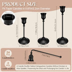 24PCS Brass Black Taper Candle Holders Set, Vintage Candlestick Holders - Image 5