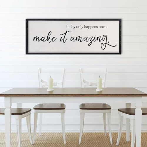 Today Only Happens Once Make It Amazing Wall Art Decor, 32x12 Inch, Black - Image 3