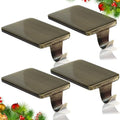 HMASYO Christmas Stocking Holders for Mantle Set of 4, Heavy Duty Cast Iron Stocking Hangers Base, Low Profile Weighted Stocking Holder Hooks for Fireplace Tabletop Shelf Christmas Decoration, Bronze by HMASYO