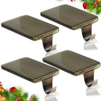 HMASYO Christmas Stocking Holders for Mantle Set of 4, Heavy Duty Cast Iron Stocking Hangers Base, Low Profile Weighted Stocking Holder Hooks for Fireplace Tabletop Shelf Christmas Decoration, Bronze by HMASYO