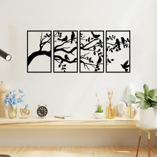 ruelen 4 Pcs Metal Birds Branch Wall Art,Tree of Life Wall Decor 17"x9.8" - Image 2