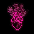 Blooming Anatomical Heart Neon Sign for Bedroom Gothic Floral Wall Decor by mllusxg
