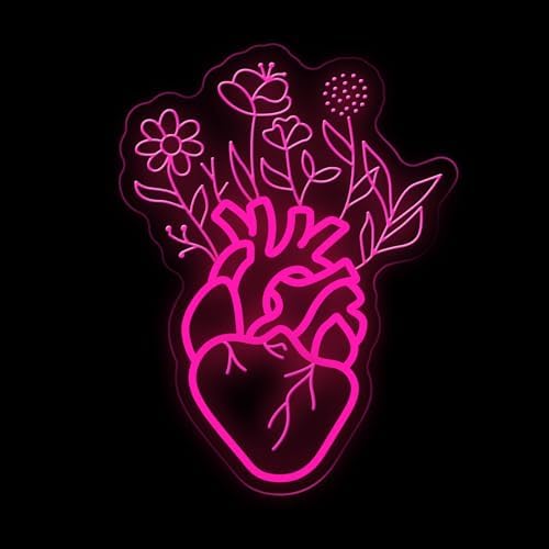 Blooming Anatomical Heart Neon Sign for Bedroom Gothic Floral Wall Decor by mllusxg