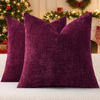 decorUhome Soft Chenille Burgundy Throw Pillow Covers 24X24 Set of 2 by decorUhome