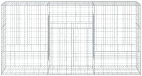 vidaXL Gabion Basket Iron Cage - Silver 118.1"x19.7"x59.1" - -, Tool-Free Assembly, Outdoor Retaining Wall - Image 5