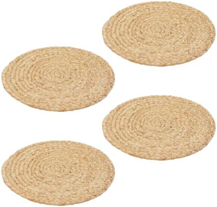 50 PCS Round Woven Placemats, 12 Inch Natural Water Hyacinth Table Mats by Unknown