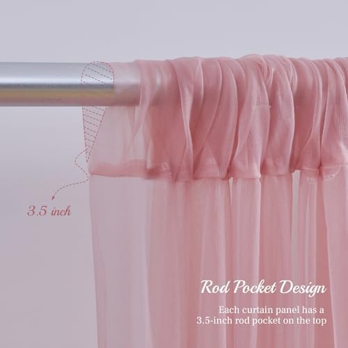 10x8ft Dusty Rose Tulle Backdrop Curtain with Lights String for Parites, Sheer Backdrop Curtains for Wedding Baby Shower Birthday Party Photo Shoot Decorations - Image 5