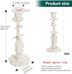 Sungmor Cast Iron Candle Holder, 10.2in White Noblewoman Figurine Design - Image 6