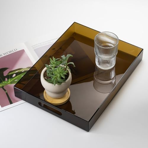 ATZYmolin 16"x12" Large Acrylic Serving Tray, Vanity Platter, Amber - Image 6