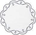 15 Inch Ribbon Twirl Embroidery Round Placemats Set of 4, Scalloped Round Table Mats for Party Kitchen Dining Decoration, Navy by OPEXSCAL