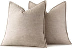 MIULEE Decorative Linen Euro Sham Pillow Covers 24x24 Inch Natural Linen - Image 7