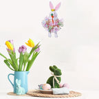 Easter Wreaths for Front Door with Lights,Easter Door Wreath,Easter Mesh Wreath,Bunny Spring Colorful Easter Decorations Holiday Ornament for Home Indoor Outdoor Supplies (Pink Bunny) - Image 3