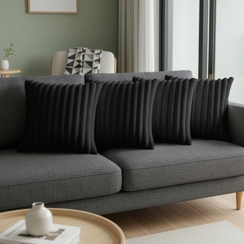 Black Throw Pillow Covers 20 x 20 Set of 4, Cute Boho Throw Pillow Cover for Couch/Bed, Decorative Pillows Covers for Sofa/Bed, Accent Pillow Covers for Living Room, Rustic/Home/Room Decor - Image 2