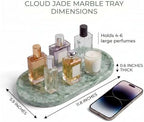 YKAJO Cloud Jade Oval Marble Tray, 11.8x5.9 Vanity Perfume Organizer Dish - Image 3