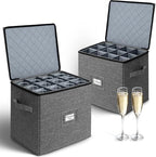 Cirhy Hard Shell Champagne Glass Storage Box with Dividers, 2-Pack, Grey by Cirhy