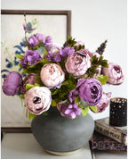 FiveSeasonStuff Dusty Purple & Mauve Artificial Peony Bouquet, Two Faux Silk Flower Bundles with Hydrangeas and Greenery - Image 3