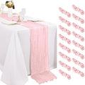 16 Pack Pink Cheesecloth Table Runner 20 x120 Inch - 10FT Boho Rustic Gauze Cheese Cloth Table Runner for Wedding, Anniversary, Baby Shower, Easter, Spring Home Decor by Weavlyn