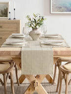 ZeeMart Linen Checked Farmhouse Placemats Set of 6, Oatmeal 13x19in - Image 5