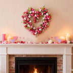 TEMPUS Heart Shaped Wreath for Spring with White Pink Red Tulip and Green Leaves - Love Decor for Mothers Day Wedding Festival Decor - Image 5