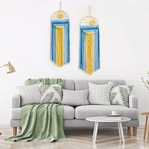 Artilady 2 Pack Macrame Hanging Tapestry Sun Wall Decor, Boho Dream Catcher - Image 7