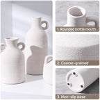 Ceramic Vase Set, 3Pcs Flower Vases for Modern Boho Farmhouse Decor, Decorative Vases for Pampas Grass & Dried Flowers, Distressed Finish - Image 3