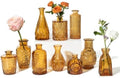 Amber Glass Bud Vases Set of 10, Small Flower Vases Wedding Decor by PURVONNIE